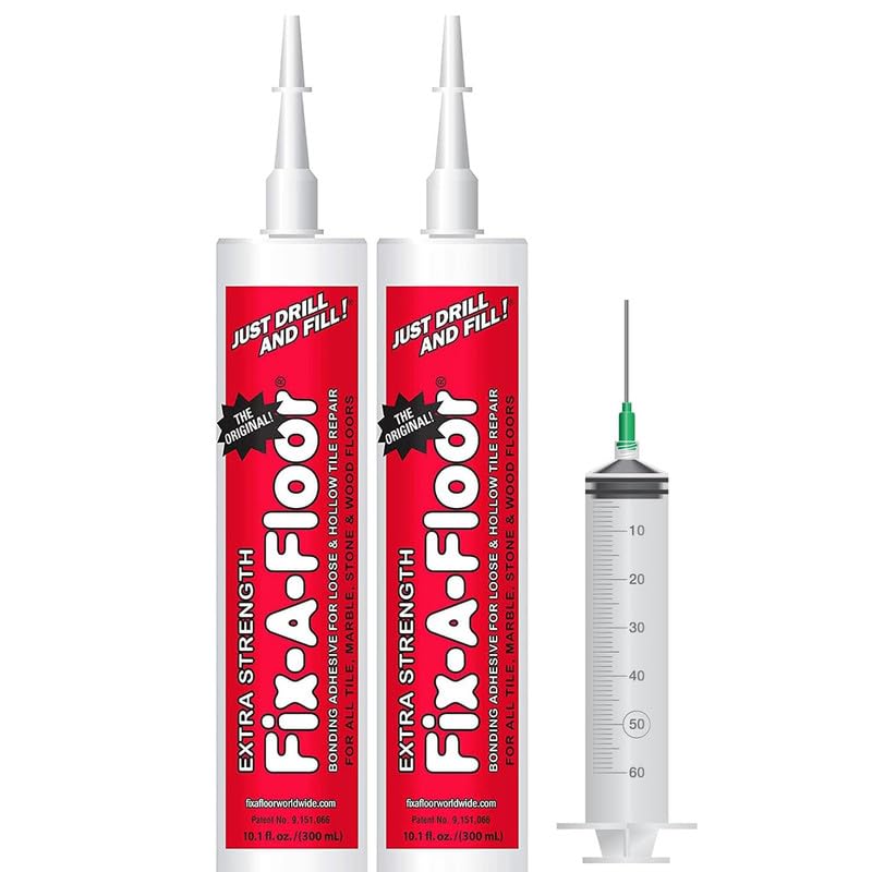 Fix-A-Floor The Original Loose Tile Repair Adhesive with Syringe - Tile, Porcelain, Ceramic, Marble, Stone & Wood Floor Repair Adhesive - Pack of 2 - Image 1